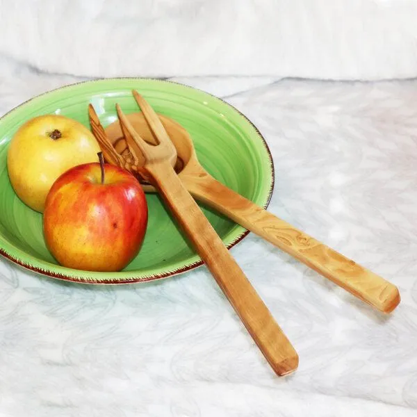 NATUREHOME NATUREHOME Salatbesteck 2tlg. Olivenholz Rustikal 30 cm – Produktbild 3 von 4