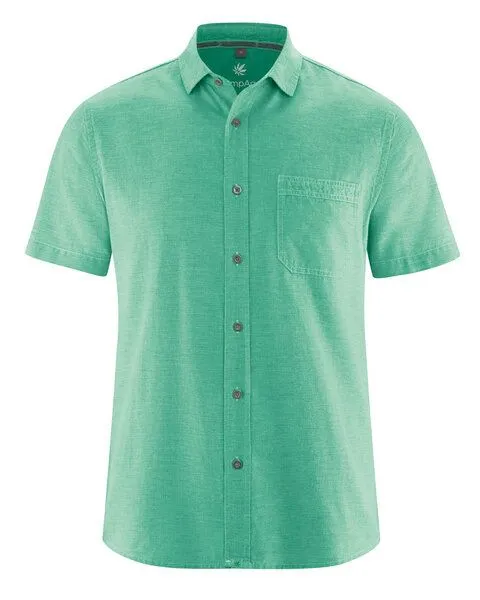 HempAge HempAge Herren Hemd Kurzhemd Hanf/Biobaumwolle, Miami (grün), – Produktbild 2 von 4