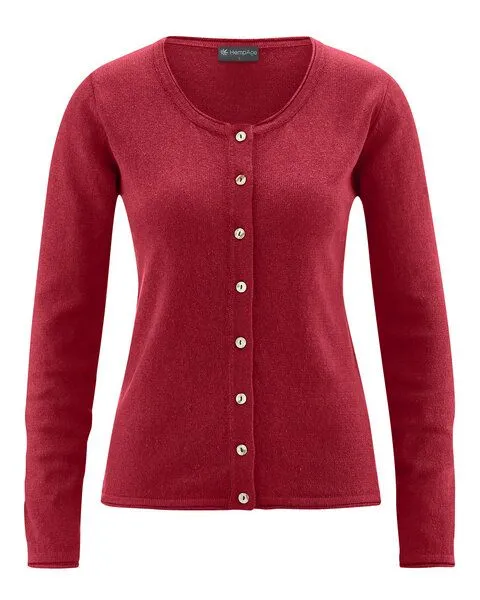HempAge HempAge Damen Cardigan Carina, Ruby (rot), – Produktbild 1 von 2