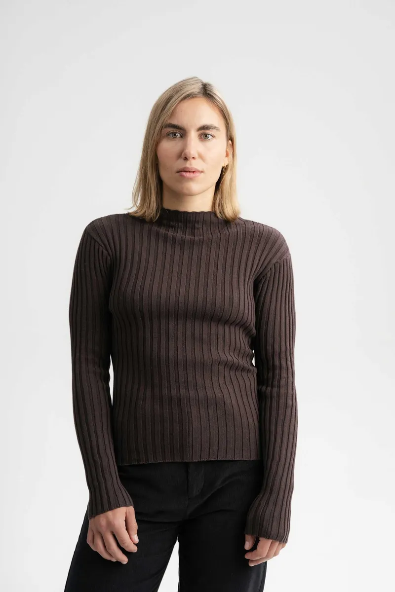MELA MELA Damen vegan Strickpullover Namari Dunkelbraun, Dunkelbraun, – Produktbild 2 von 2