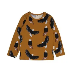 Walkiddy Walkiddy Kinder Langarmshirt GOTS zertifiziert, 95% Bio-Baumwolle, senf, Adler-Muster, weich & elastisch – Produktbild 1 von 1