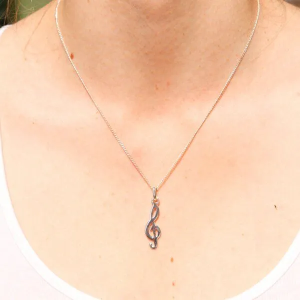 pakilia pakilia Silber Kette Notenschlüssel Fair-Trade und handmade – Produktbild 4 von 4