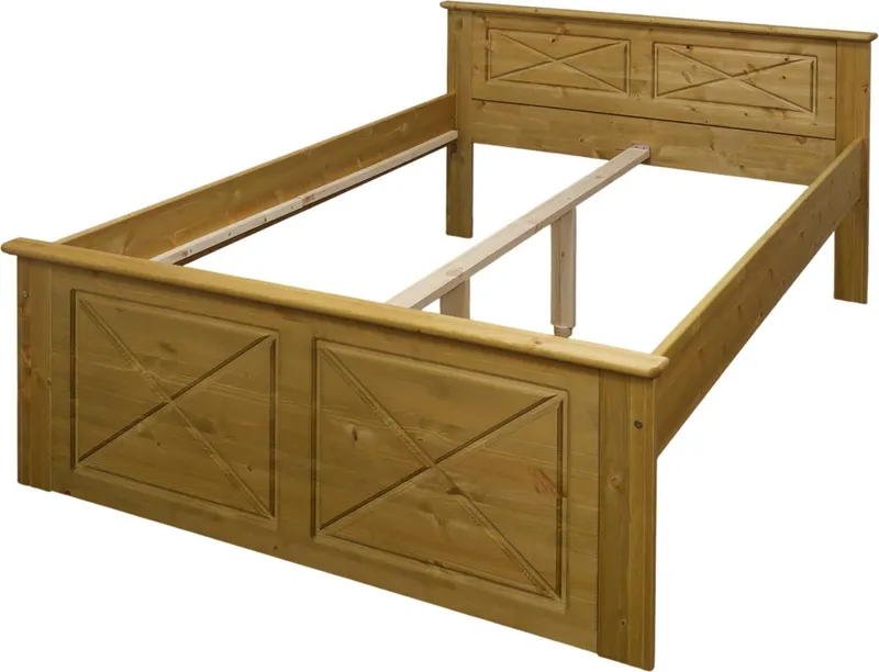 OTTO home Massivholzbett Hugo, FSC® zertifiziertes Massivholz, optionaler Stauraum/ Bettkästen (B/T/H: 153/208/84 cm, Liegefläche 140x200), aus massiver Kiefer, Landhaustil mit edlen Verzierungen, Made in EU, Beige, – Produktbild 4 von 5