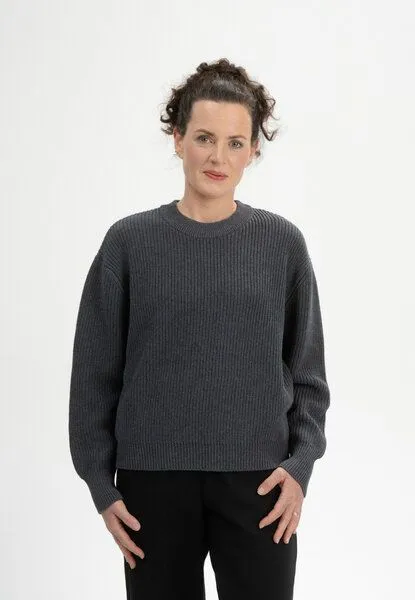 MELA MELA Rippstrick Pullover ADAH aus 100% Bio-Baumwolle, Anthrazit melange, – Produktbild 1 von 4