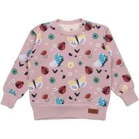 Walkiddy Kinder Sweatshirt GOTS zertifiziert Bio-Baumwolle mit Elasthan, Rosa, Marienkäfer- und Schmetterling-Muster, Walkiddy – Produktbild 1 von 1
