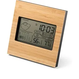 hi!dea™ hi!dea™ BROMLEY. Tischwetterstation mit LCD-Bildschirm aus ABS und Bambus, Schwarz, – Produktbild 1 von 1