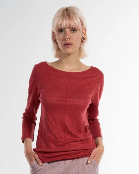 Alma & Lovis Alma & Lovis Sommer Leinenshirt aus Leinen-Jersey | Linen Pure, Rot, – Produktbild 1 von 4
