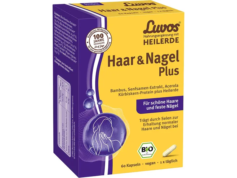 Luvos Luvos Heilerde-Kapseln "Haar & Nagel Plus", 28 g (60 Kapseln) – Produktbild 1 von 2