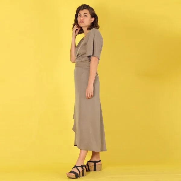 ManduTrap ManduTrap Langes Tencel Wickelkleid "Luma" in violett oder grau-olive, Grau, – Produktbild 4 von 4
