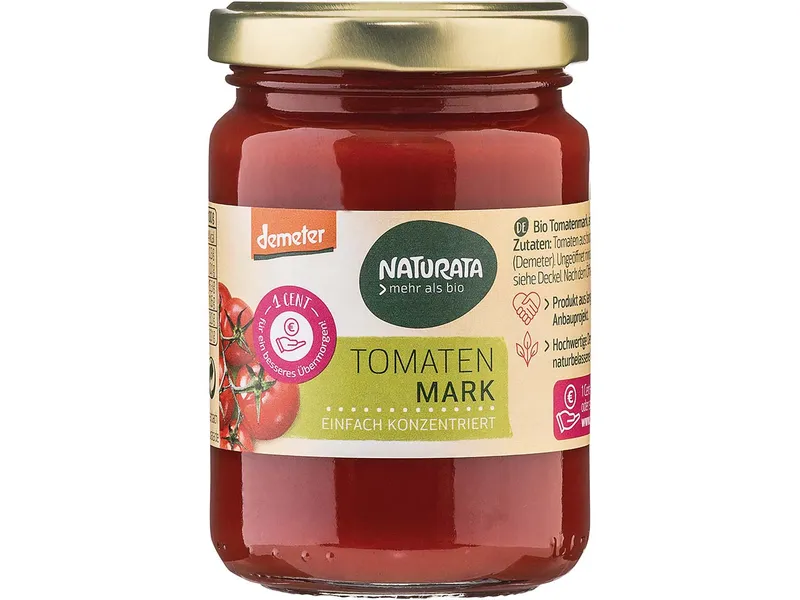 Naturata Naturata Bio-Tomatenmark im Glas, einfach konzentriert, demeter-zertifiziert, 125 g – Produktbild 1 von 1