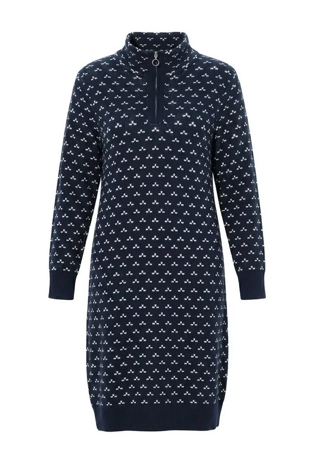 Ulla Popken Midikleid Strickkleid Punkte Troyerkragen Langarm, Schwarz, – Produktbild 3 von 4