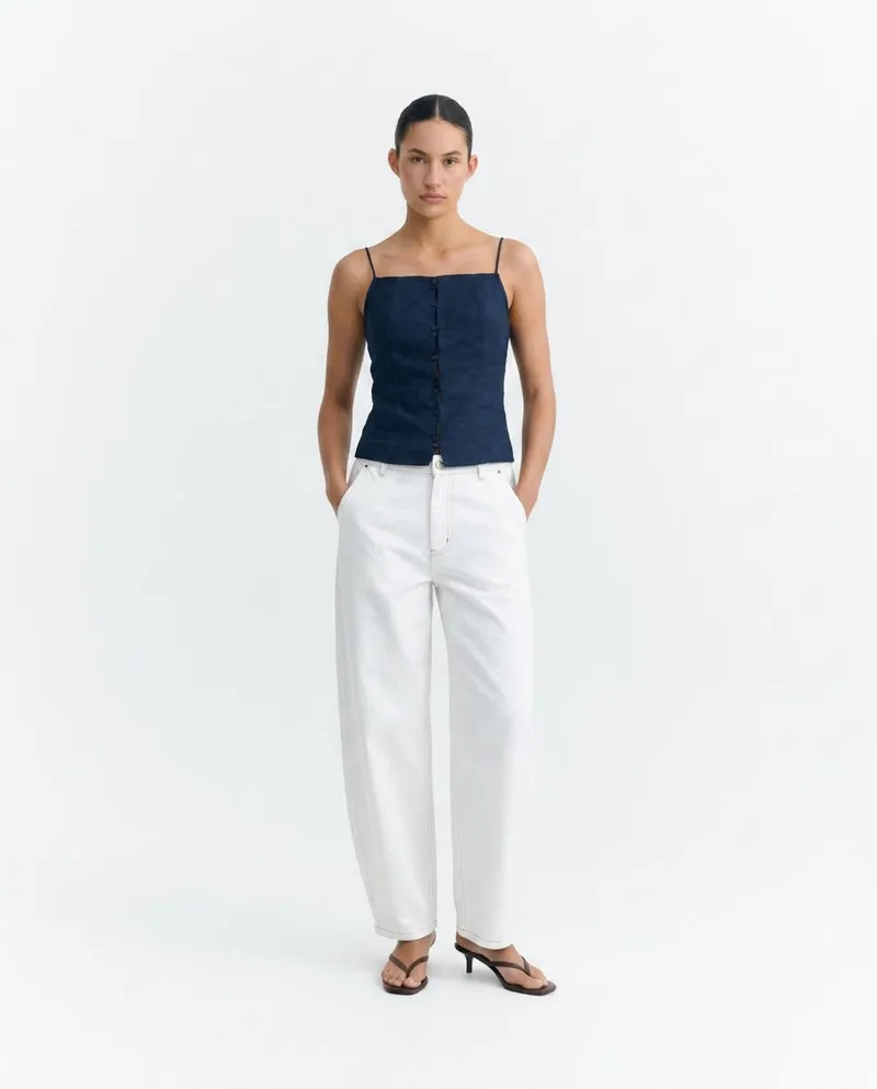 thinking mu Thinking MU Damen vegan Hose Marissa Barrel Weiß, Weiß, – Produktbild 1 von 2