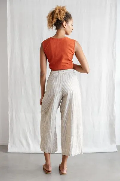Jyoti - Fair Works Jyoti - Fair Works Baumwoll Culotte Awasi Grau-Weiß, Streifen, – Produktbild 4 von 4
