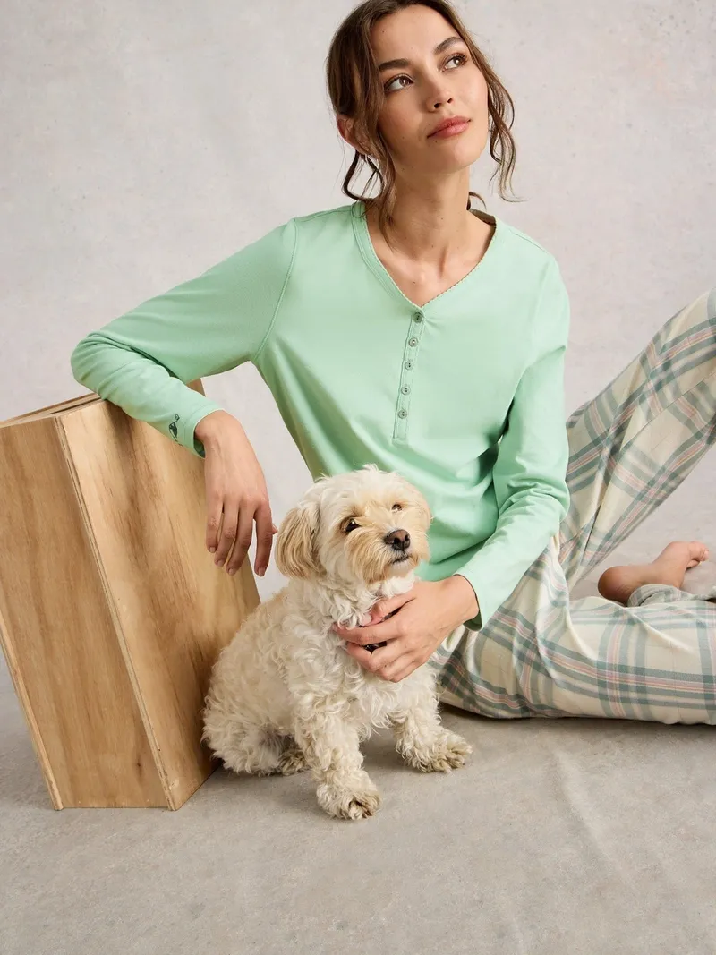 White Stuff Pyjamatop Penny - L, Hellgrün, – Produktbild 1 von 4