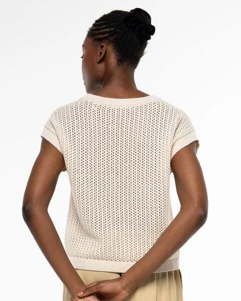 Alma & Lovis Alma & Lovis Pullunder im lockeren Strick aus Organic Cotton | Lace Knit Shirt, Cream (natur), – Produktbild 3 von 4