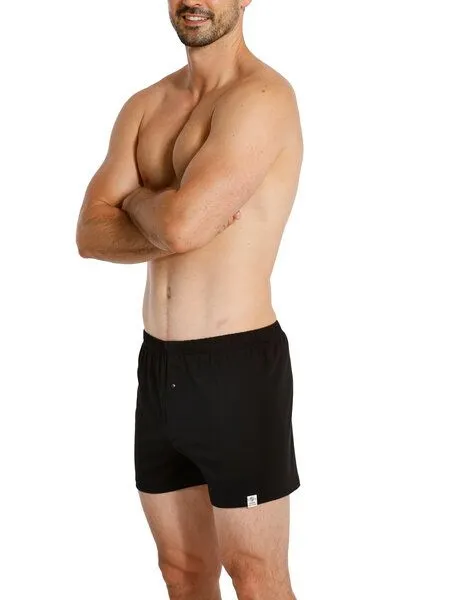 Haasis Bodywear Haasis Bodywear Herren Jersey Boxer, mit Knopfleiste, 2er Pack, Single-Jersey, Schwarz, – Produktbild 4 von 4