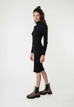 MELA MELA Damen vegan Kleid Rippenstrick Shivani Schwarz – Produktbild 1 von 1