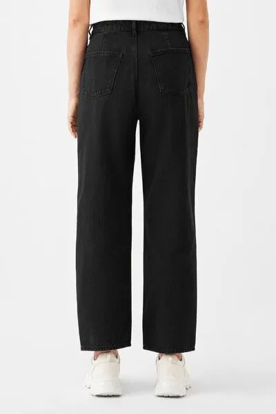 DAWN Damen Jeans Wide Straight Non-Stretch DAWN Bio-Baumwolle, Black denim, – Produktbild 3 von 4