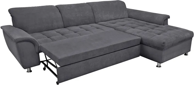 DOMO collection Ecksofa FRANZI 278x170x81 cm, Steppung im Sitzbereich, L-Form, wahlweise mit Bettfunktion, Bettkasten und Kopfteilverstellung, Grau, – Produktbild 8 von 8