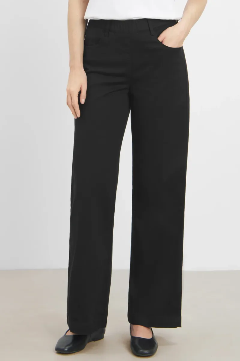 LAURIE LAURIE Damen vegan Hose Donna Loose Mittellang Schwarz, Schwarz, – Produktbild 2 von 2
