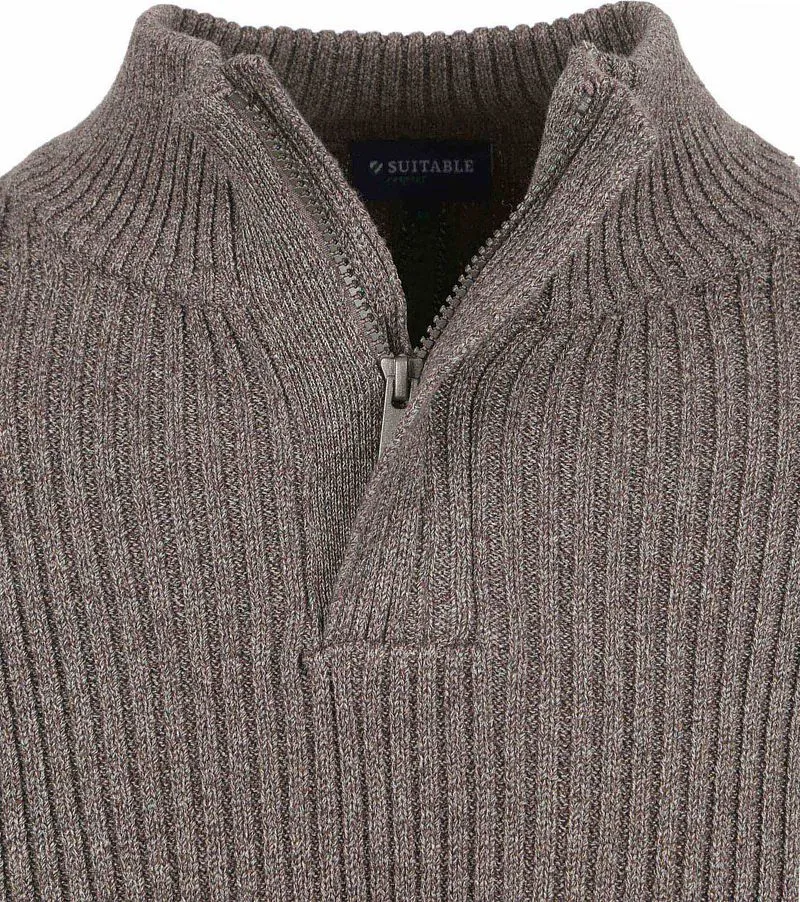 Suitable Suitable Mou Half Zip Pullover Taupe - Größe L, Taupe, – Produktbild 3 von 5