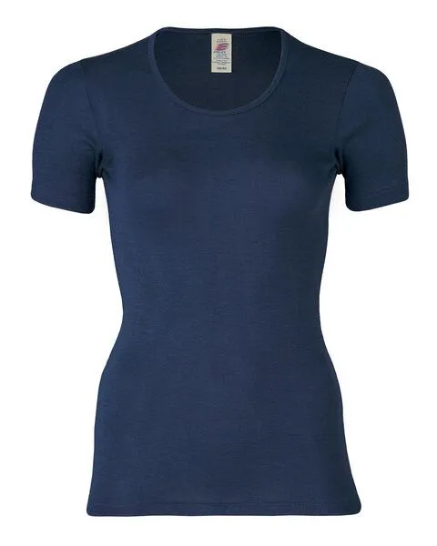 Engel Engel Natur Damen-Shirt Kurzarm Schurwolle Seide, Marineblau, – Produktbild 1 von 1