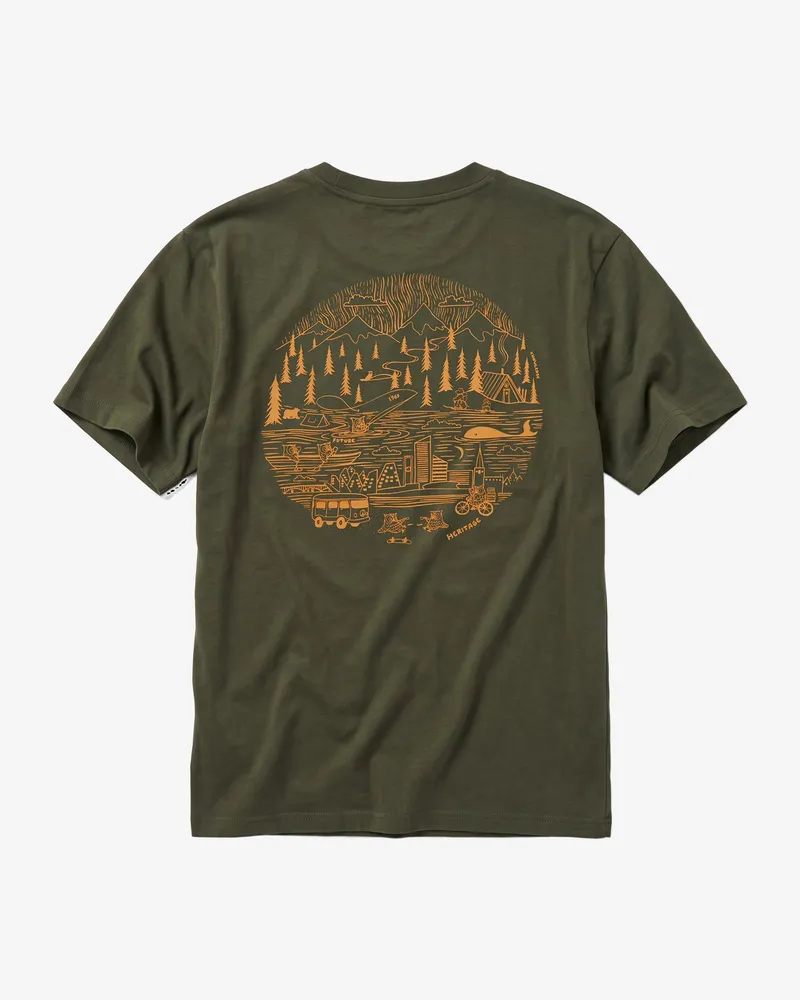 KnowledgeCotton Apparel KnowledgeCotton Apparel Herren vegan T-Shirt Mit Aufdruck Auf Der Rückseite Forest Night Grün, Grün, – Produktbild 1 von 2