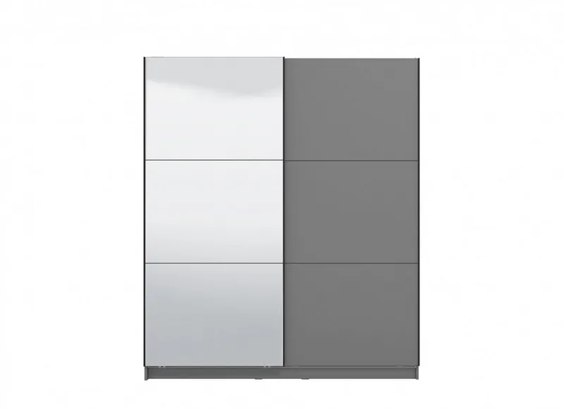 OTTO home Schwebetürenschrank Sierra Kleiderschrank mit Spiegel Garderobe Topseller inklusive Inneneinteilung & Kleiderstange, FSC®-Zertifiziert, Grau, – Produktbild 1 von 8