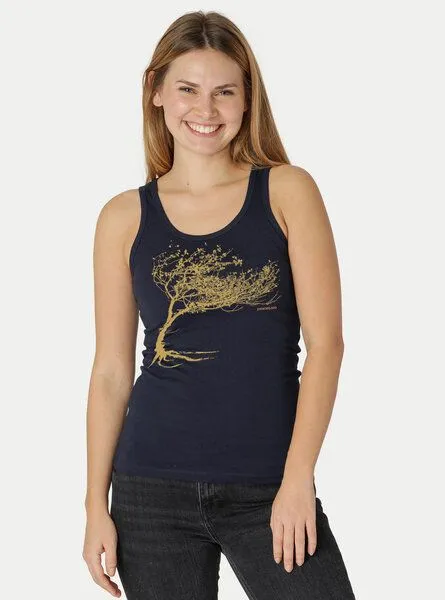 Peaces.bio - handbedruckte Biomode Peaces.bio - handbedruckte Biomode Bio-Damen-Tank Top Windy Tree, Navy, – Produktbild 2 von 2
