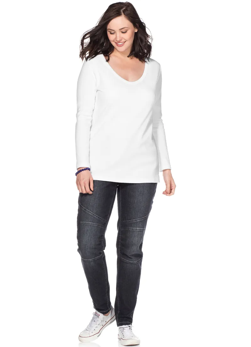 sheego Langarmshirt weiß, Weiß, – Produktbild 2 von 2