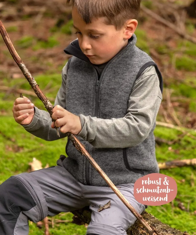 Ehrenkind Funktionsweste Walkweste für Kinder aus Bio-Schurwolle, Kinderweste (Weste für Jungen & Mädchen) Weste für Kinder aus 100% Schurwolle, Grau, – Produktbild 3 von 5