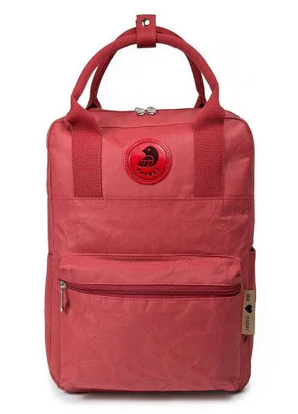 PAPERO PAPERO Rucksack aus Papier wasserfest vegan 2 in 1 Handtasche Damen, Rot, – Produktbild 2 von 4
