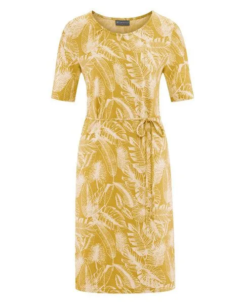 HempAge HempAge Knielanges Kleid mit Druck Hanf/Biobaumwolle, Curry (gelb), – Produktbild 2 von 4