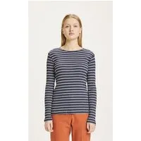 KnowledgeCotton Apparel KnowledgeCotton Apparel Langarmshirt gestreift - CANNA gerippt - aus Bio-Baumwolle, Blau (total eclipse), – Produktbild 1 von 1