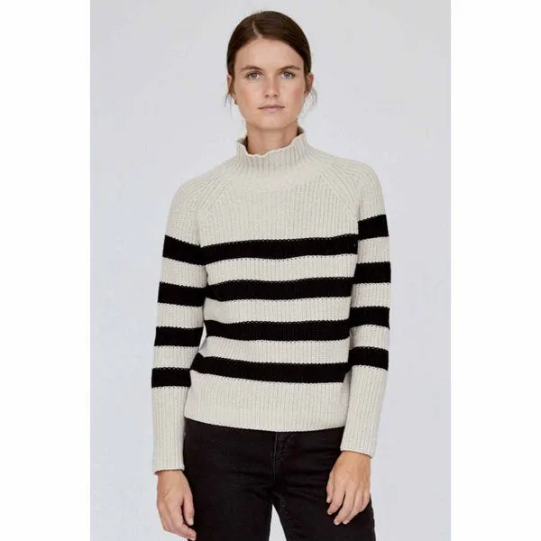Basic Apparel Basic Apparel Rollkragenpullover SWEETY aus Bio-Baumwolle, Gestreift(schwarz-natur), – Produktbild 1 von 2