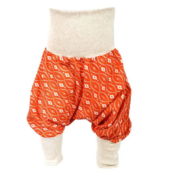 liebewicht liebewicht Bio Yogahose Sarouelhose Pumphose "Oranginchen", Orange gemustert/ beige, – Produktbild 1 von 4
