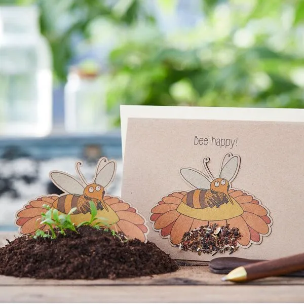 Die Stadtgärtner Die Stadtgärtner Grußkarte "Bee Happy" Wildblumensamen – Produktbild 3 von 3