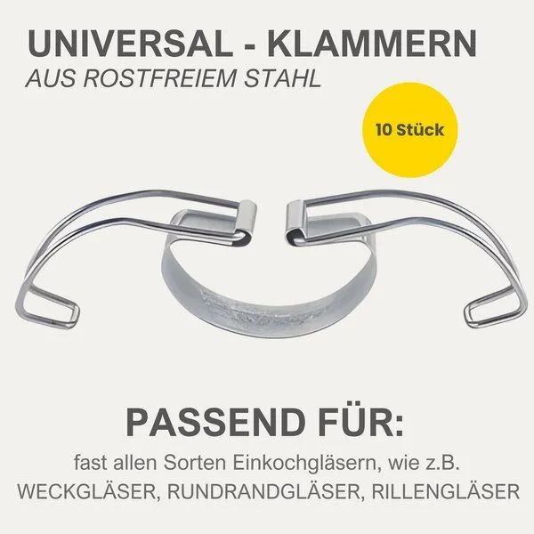 mikken mikken Einmach-Set: 10 Weckringe aus Naturkautschuk & 10 Metallklammern – für Weckgläser Ø 10 cm – Produktbild 3 von 8
