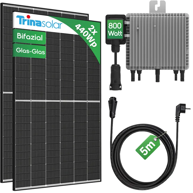 DEYE PV Set - 880Wp Balkonkraftwerk Mit Deye 800W Mikro Wechselrichter + Trina Solar 440W Bifazial Solarmodul – Produktbild 1 von 1