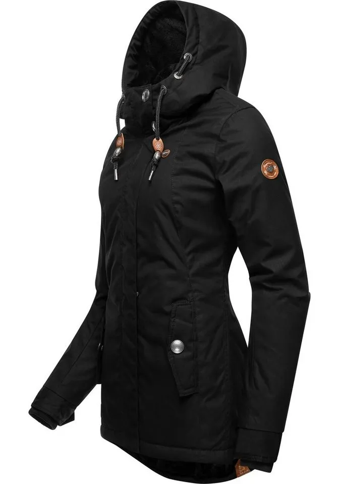 ragwear ragwear Winterjacke Monade Damen Winterparka mit Kapuze und m. Fleece gefüttert, Grau|schwarz, – Produktbild 3 von 4