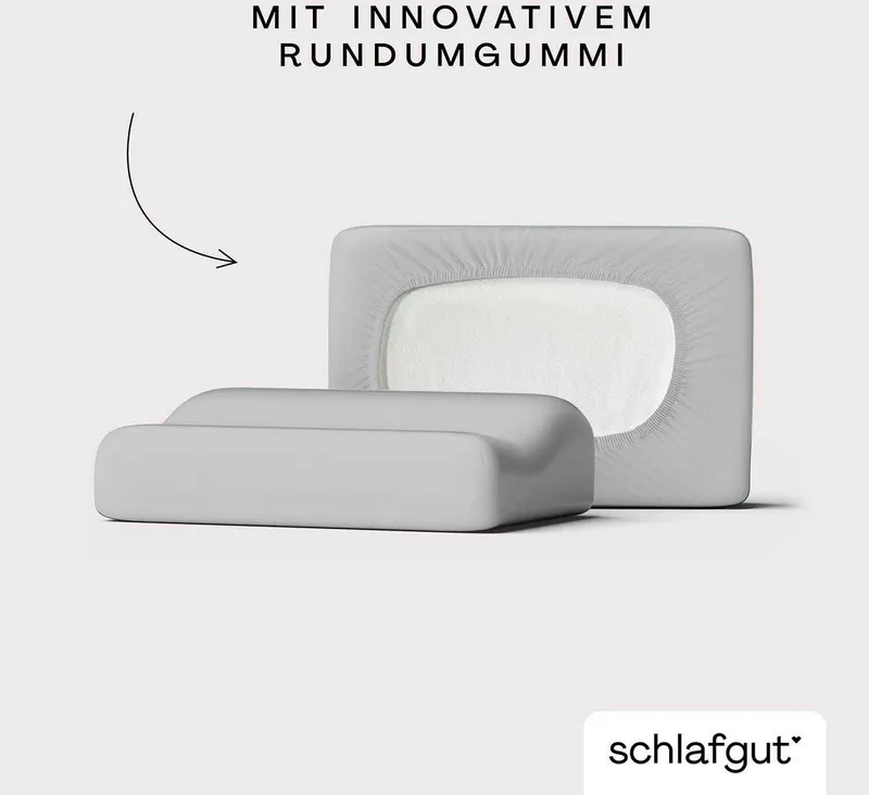 Schlafgut Schlafgut Kissenbezug Pure flexibler Kissenbezug für Nackenstützkissen, (1 Stück), Bio-Baumwolle mit Elasthan, mit Gummizug, bügelfrei, Grau, – Produktbild 1 von 5