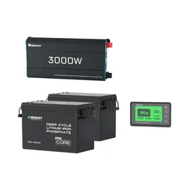 Renogy DE 7,68 kWh Solaranlage| Core mini 2 x 300Ah Lithium Batterie, 3000W Wechselrichter, 60A MPPT Laderegler - inkl. 19% MwSt. / Batterien + Wechselrichter – Produktbild 1 von 1