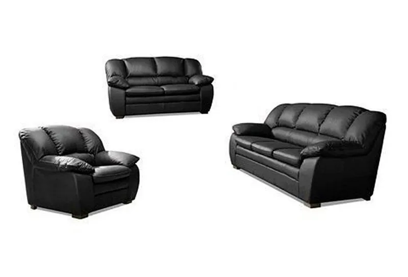 COTTA Polstergarnitur Casino, 3tlg. Set, Sofa Wohnzimmer Garnitur, Wellenunterfederung, (Set, 3-tlg), Sessel, 2-Sitzer, 2,5-Sitzer, hohe Rückenlehne, Schwarz, – Produktbild 2 von 7