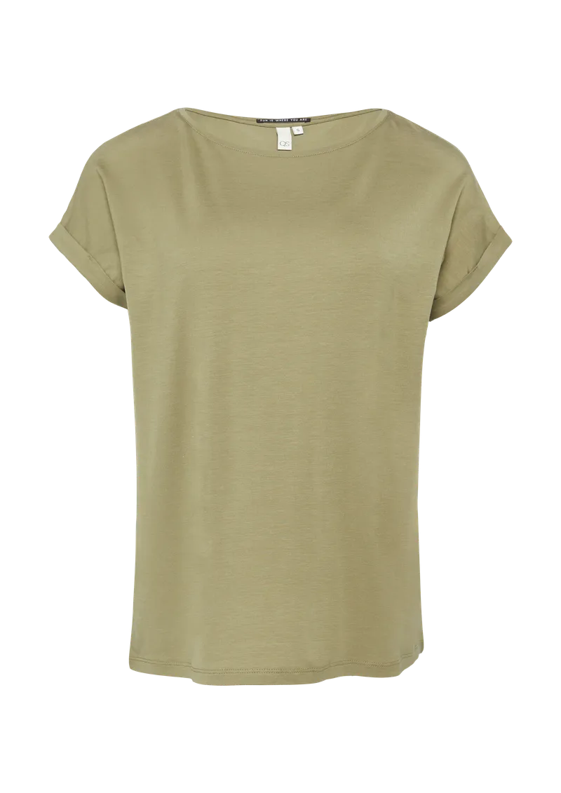 QS QS T-Shirt aus Lyocellmix, Olive, – Produktbild 1 von 7