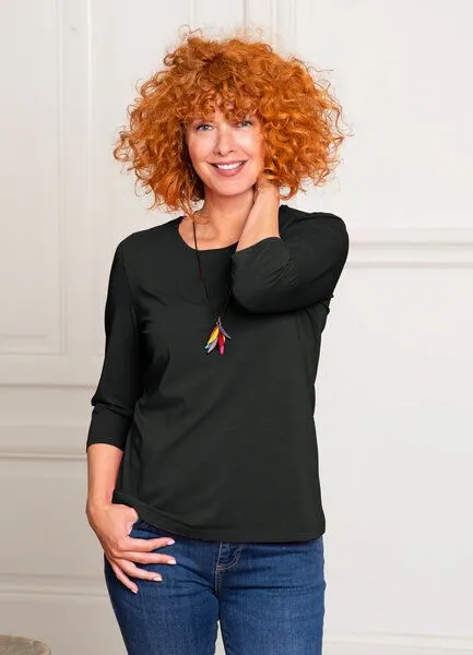 Heidekönigin Heidekönigin 3/4-Arm Shirt Basic, Schwarz, – Produktbild 2 von 4