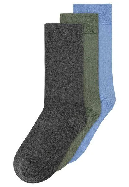 MELA MELA Basic Socken 3 Paare aus 100% Bio-Baumwolle, Anthrazit melange,thymian,forgetmenot, – Produktbild 1 von 1