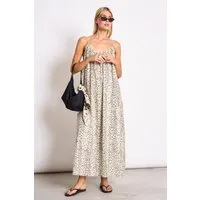 JAN N JUNE JAN 'N JUNE Damen vegan Maxikleid Spaghetti Tova Dalmatiner Dots, Schwarz, – Produktbild 1 von 1