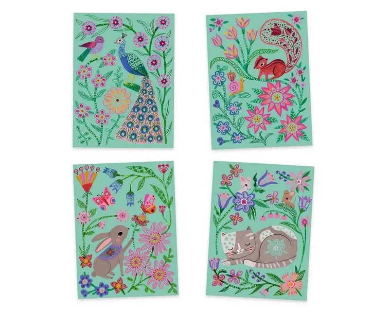 DJECO Kreativset Kratzbilder: Begegnungen Natur und Tiere, Grün, – Produktbild 5 von 5