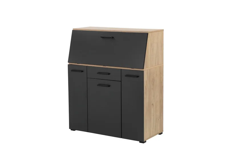 OTTO home Sekretär Moid, Home-Office-Schreibtisch, viele Stauraummöglichkeiten, kompaktes & modernes Design, B. 88,5 cm, Schwarz, – Produktbild 1 von 5