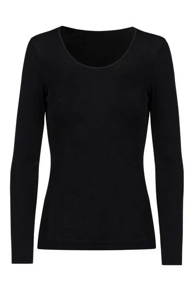 mey Mey Damen langarm Shirt aus Merinowolle Serie "Exquisite", Schwarz, – Produktbild 3 von 3